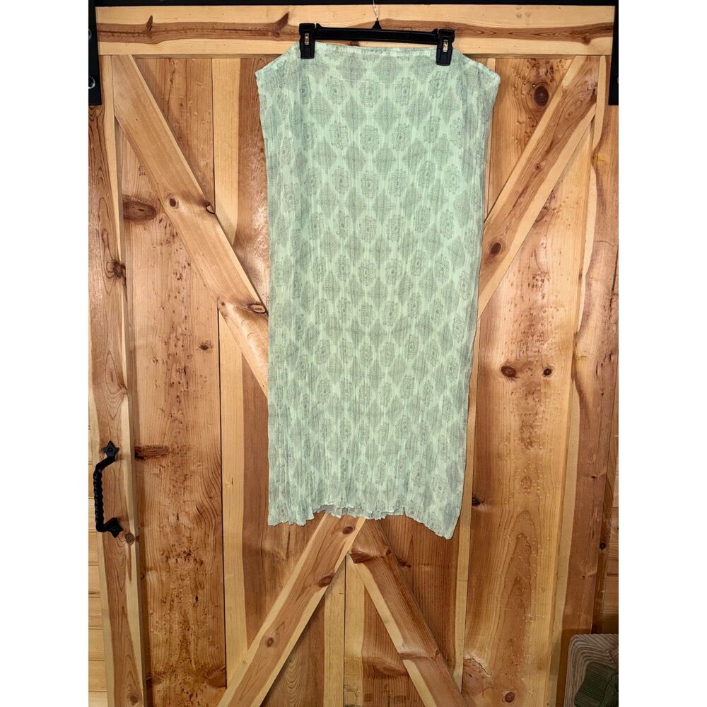 Lane Bryant Green Crinkle Pleated Maxi Skirt Plus 18/20 Fairycore Boho Prairie